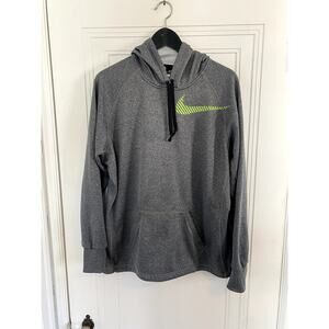 Nike Gray Hoodie with Neon Green Swoosh